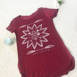 Women’s Maroon Embellished Long Shirt